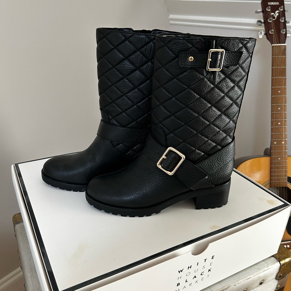 WHBM motorcycle boots. Black. Size 6. New in box.